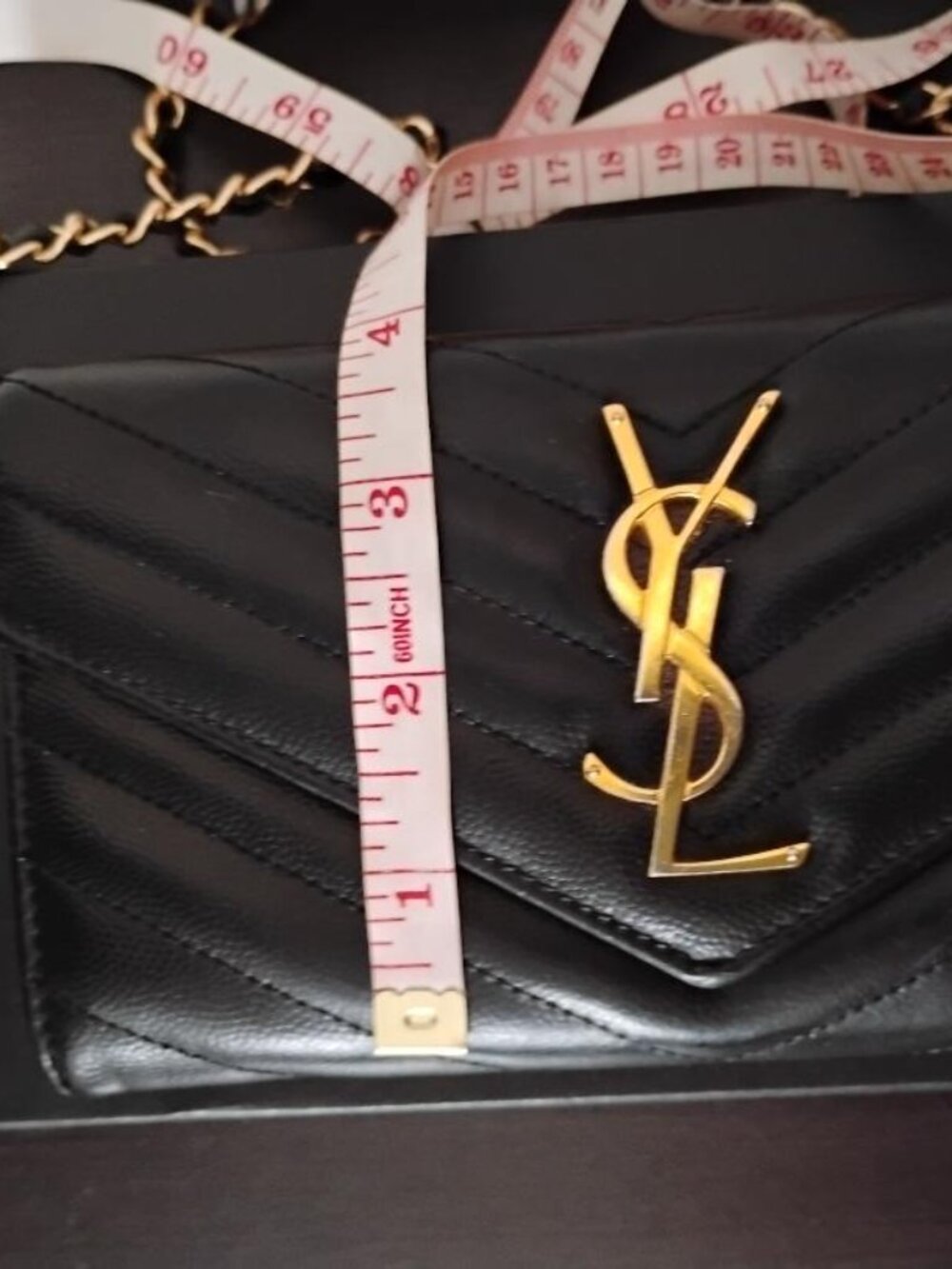 YSL Monogram Large Wallet on Chain in Grained Leather EUC - Picture 5 of 15